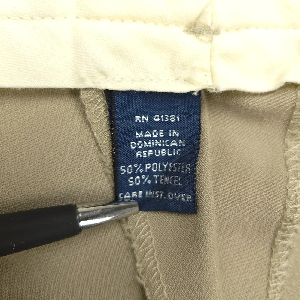 Polo Ralph Lauren Mens Khaki Pleated Dress Pants Trousers Size 42x30 Poly Tencel